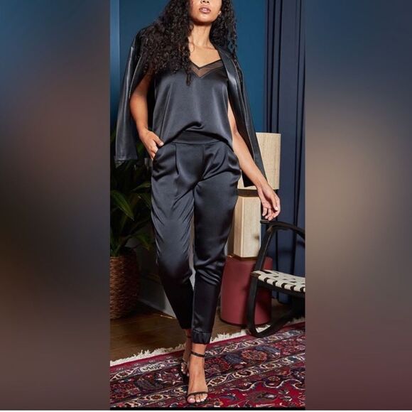 SPANX On the Move Jogger Pant – Black Satin Slim Fit Size XL - Picture 1 of 8